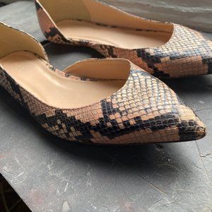J. Crew leather flats pale pink snakeskin print